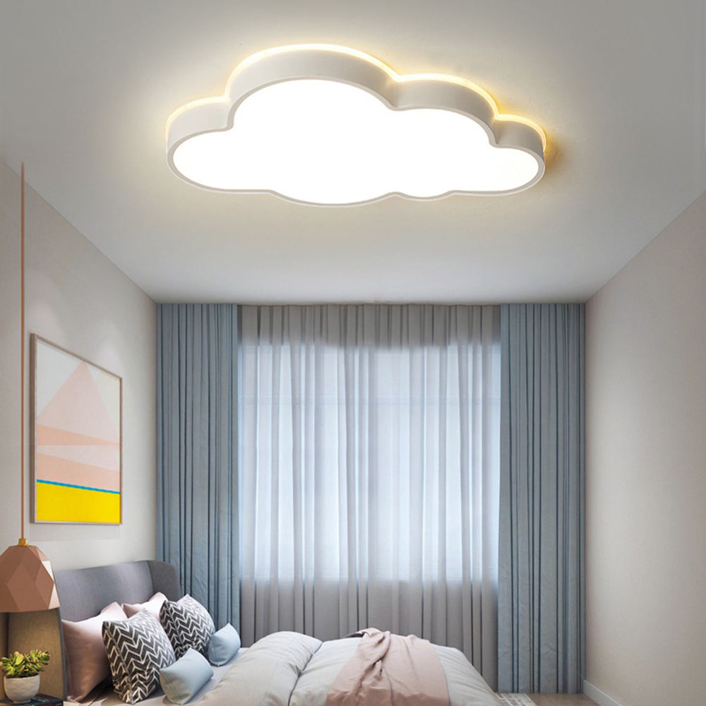 White Metal Modern Flush Mount Ceiling Light Cloud Inspired
